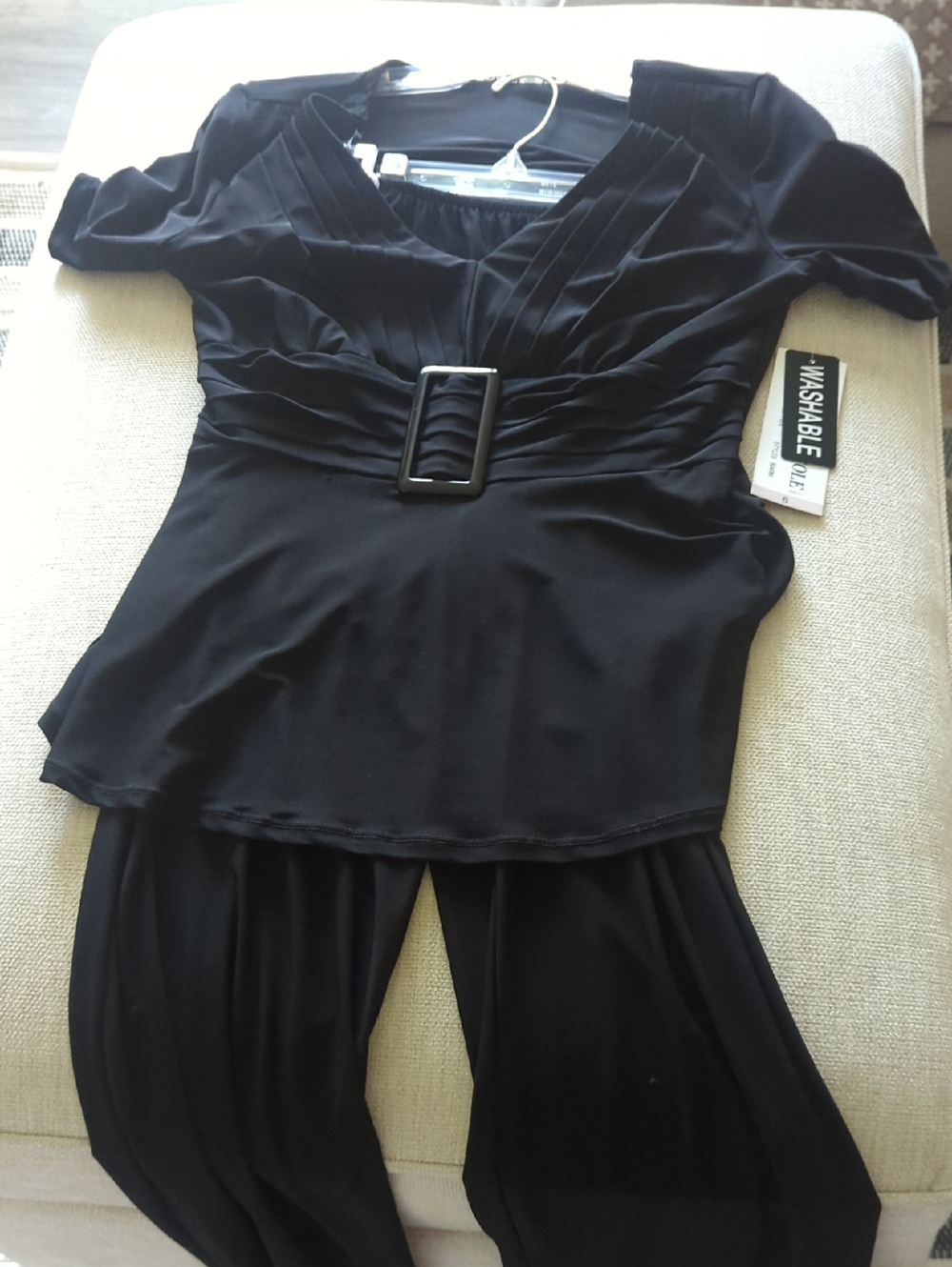 Danny & Nicole Black Jumpsuit with Buckle Detail